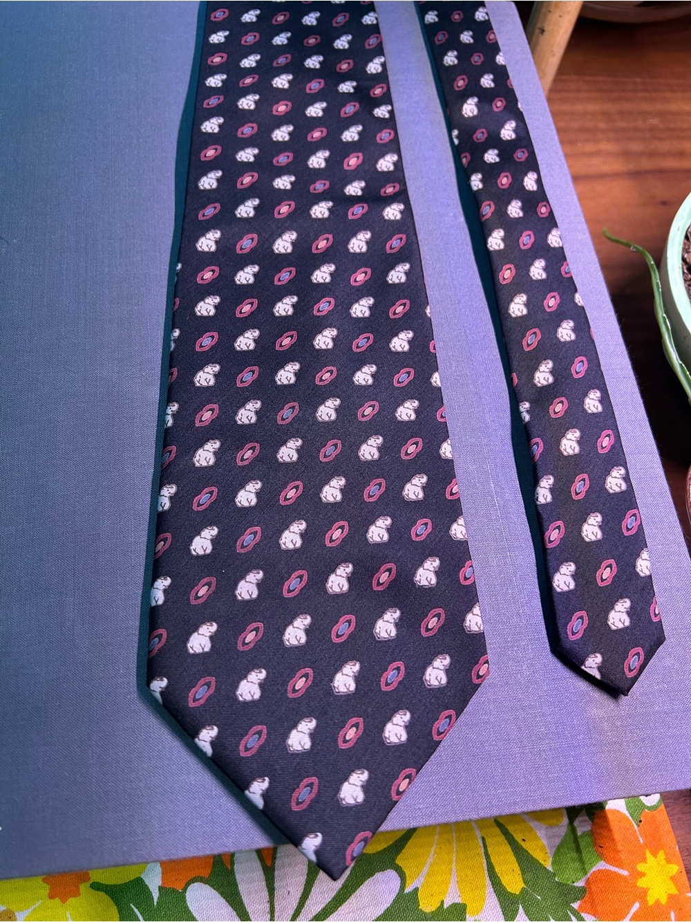 Men's Thai Silk Village Dark Navy Novelty Elephant Silk Tie
